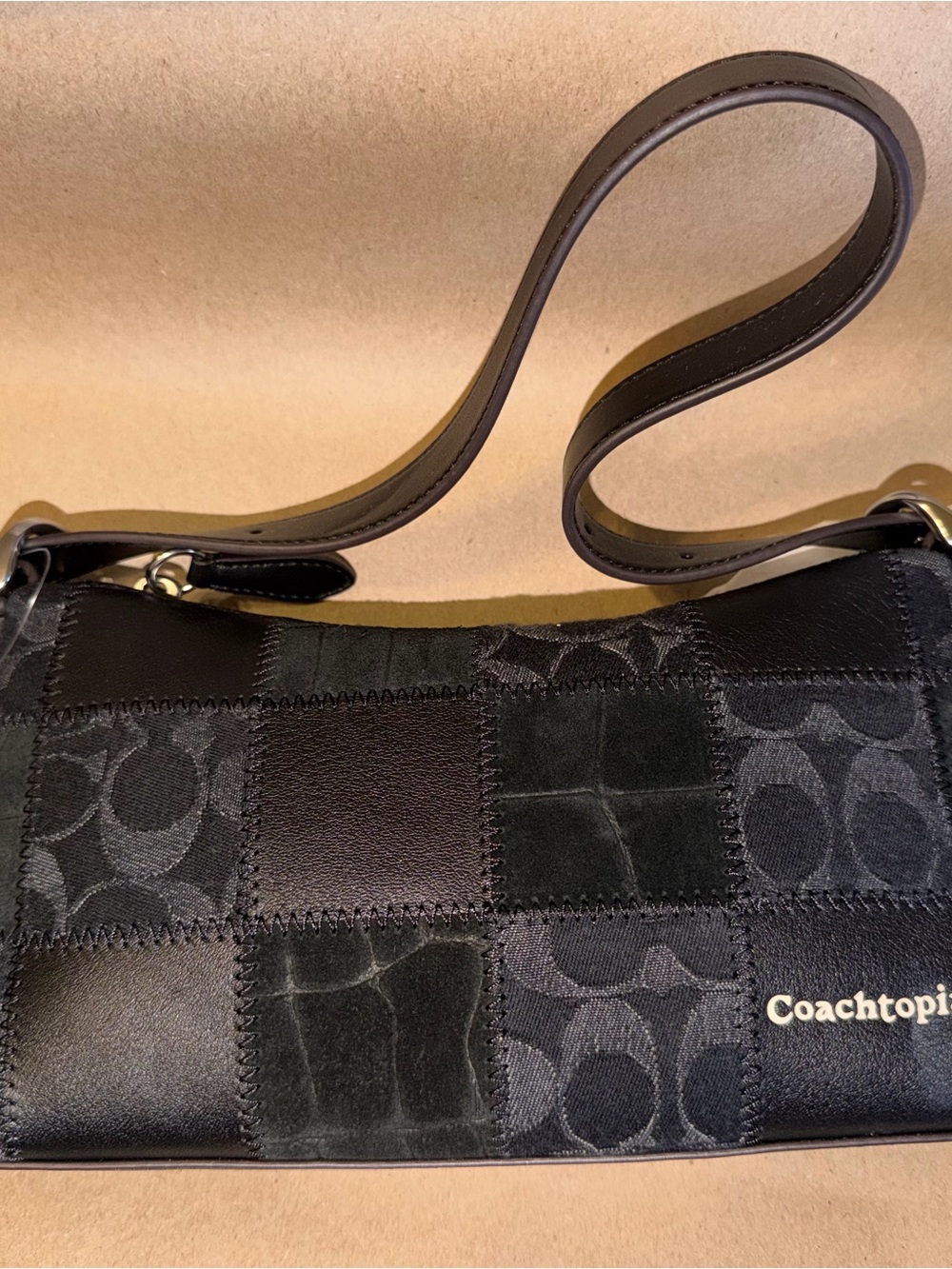 Coach Black Patchwork Logo Shoulder Bag